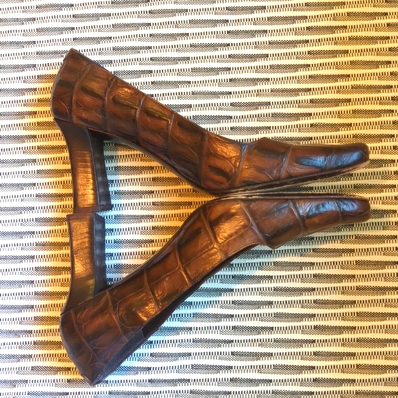 Via Spiga Croc Embossed 3" Heels - Picture 2 of 9